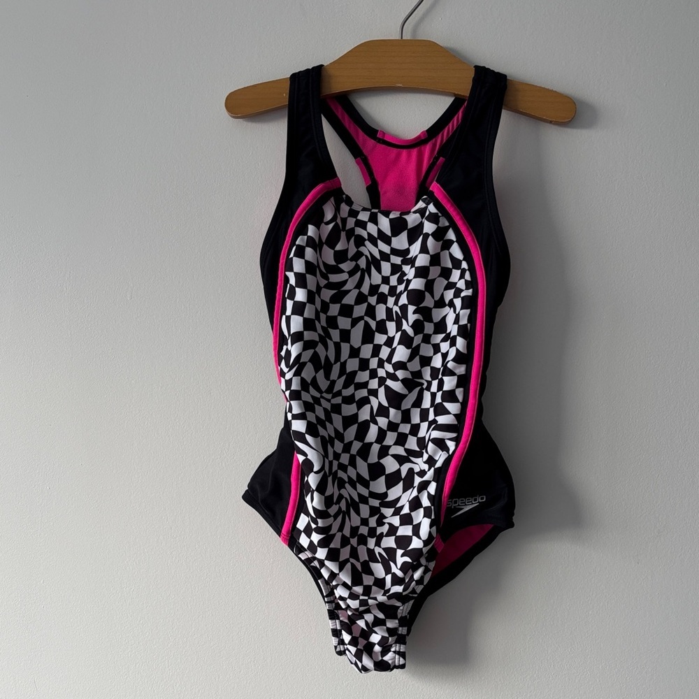 Speedo Kids Swim One Piece - Black and Pink